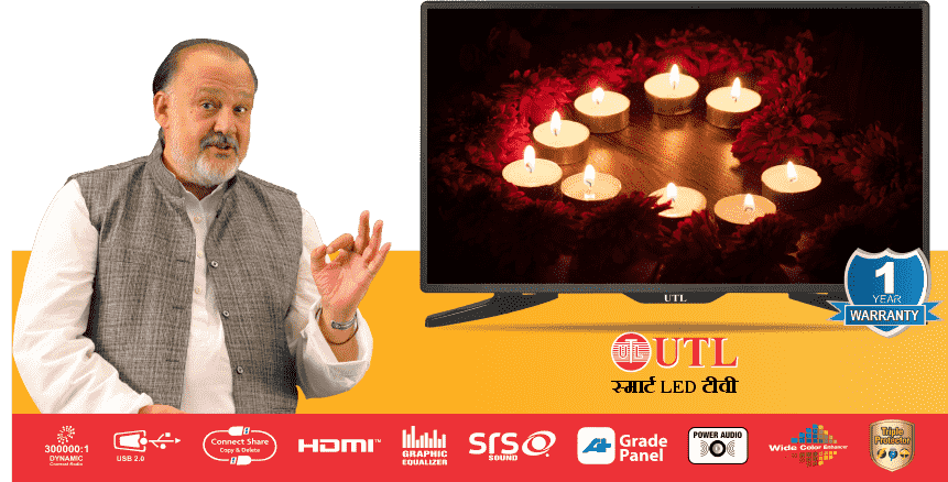 An indian man telling about UTL Smart LED TV