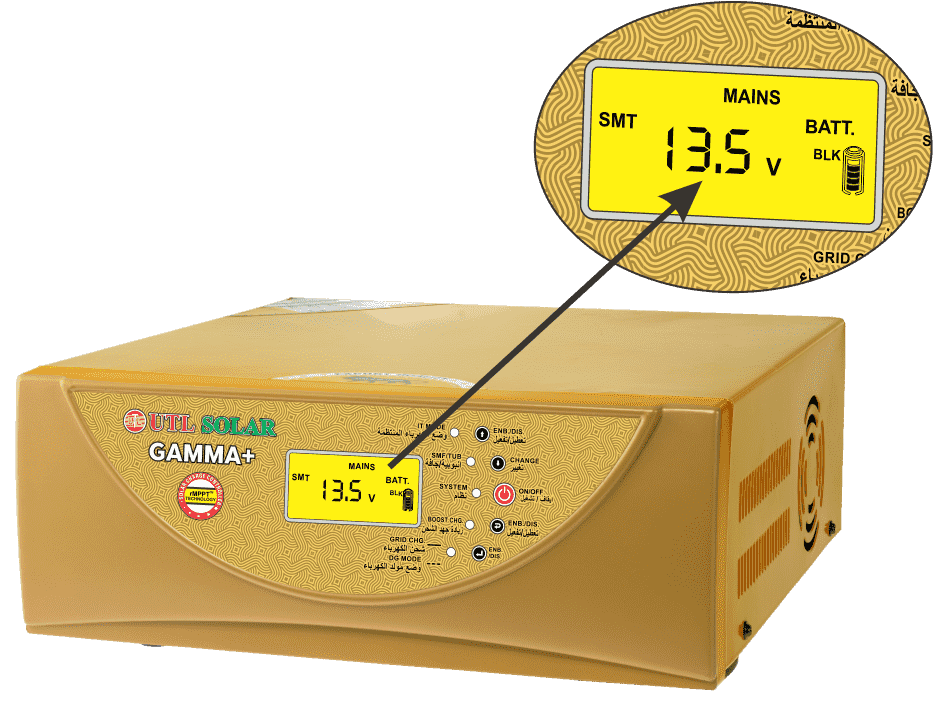 This Solar Power Inverter by UTL has an LCD screen, which shows the working condition of the Inverter