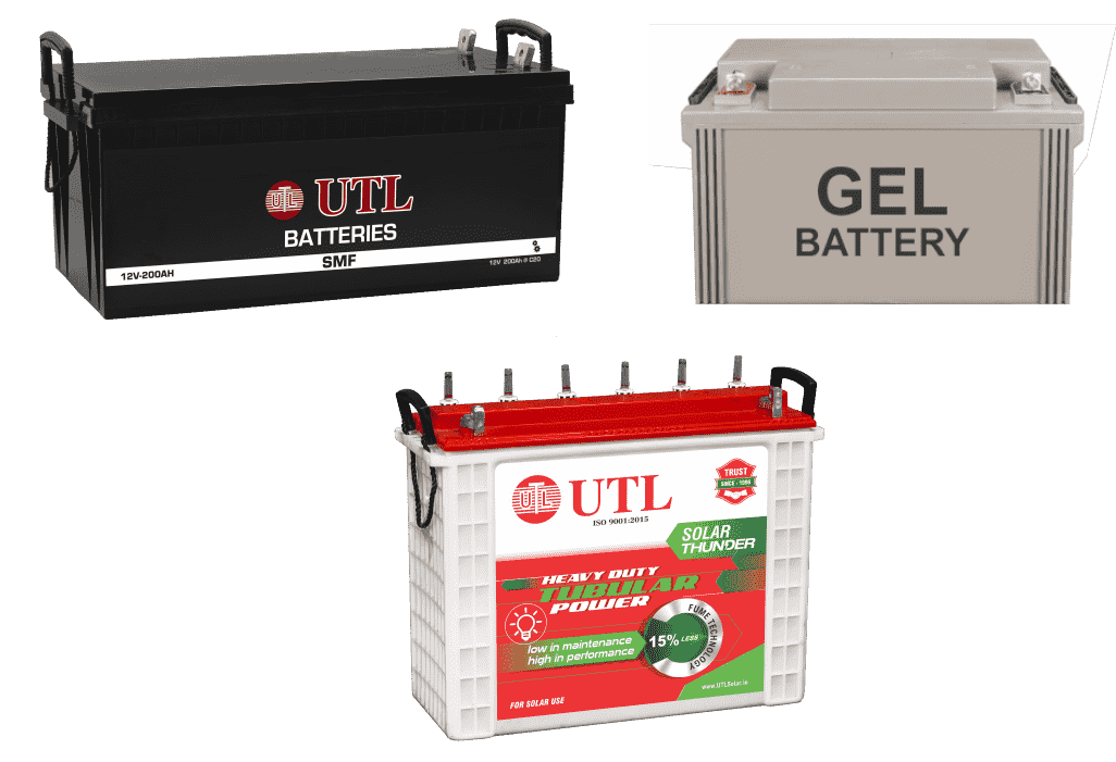 UTL Solar Inverter can be installed with any battery. (SMF, GEL, TUBULAR)