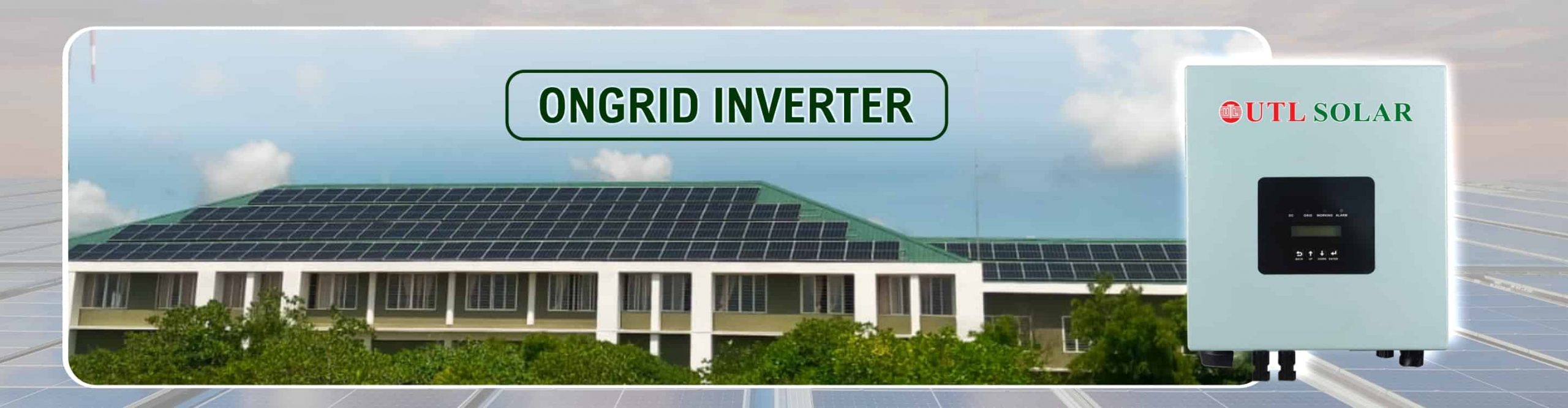 A home rooftop covering with solar panels with ongrid solar inverter