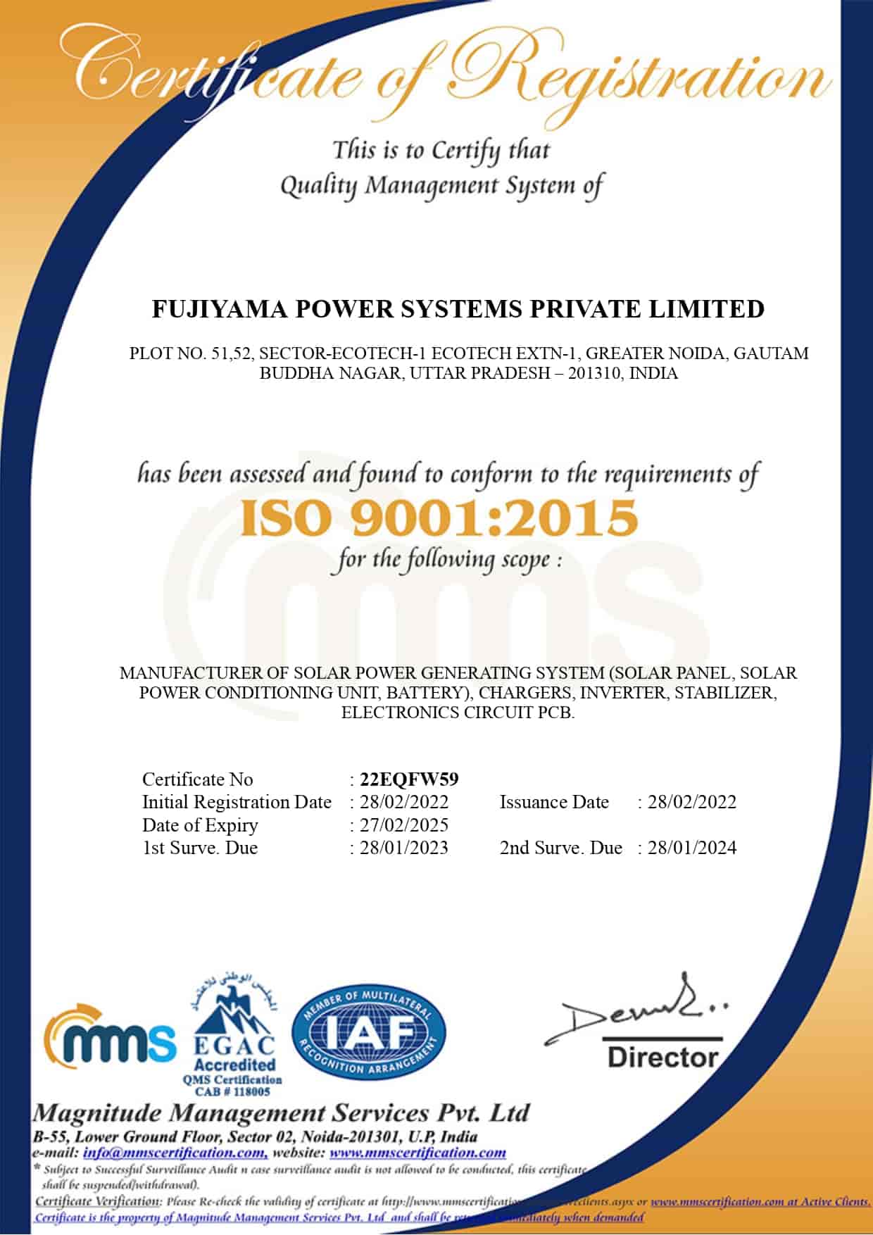 ISO 9001 Certificate GREATER NOIDA