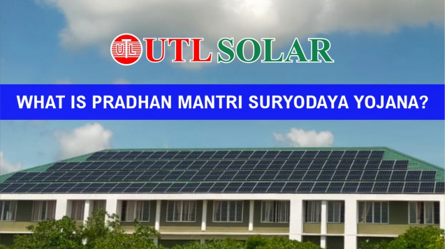 A home with rooftop solar panel. Pradhanmantri Narendra modi announce suryodaya yojna in India.