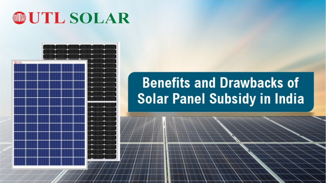 A set of solar panels describing the benefits and drawbacks of solar panel subsidy in India in 2024